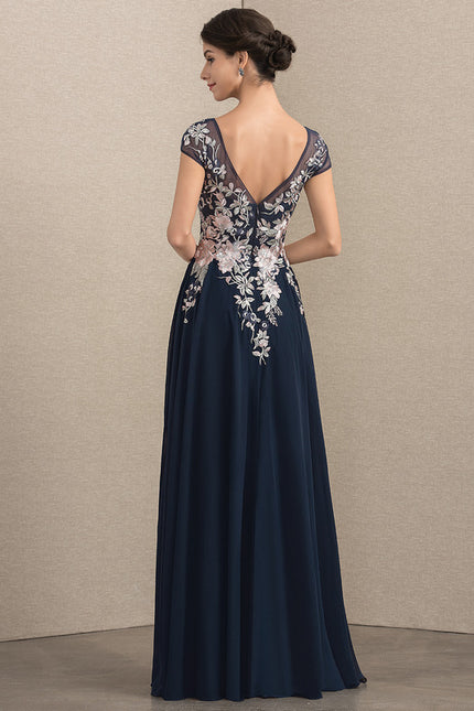 Robe Chic Bleu Marine Dentelle Fluide - gallery 3