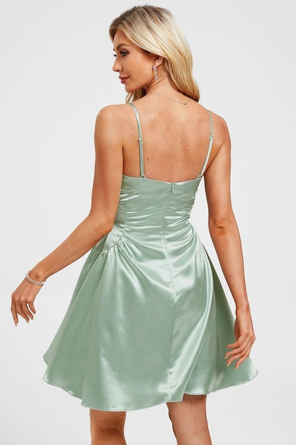 Robe Chic Satin Vert Clair - gallery 6