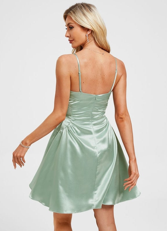 Robe Chic Satin Vert Clair - gallery 6