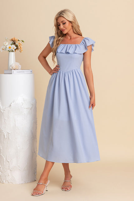 Robe Chic Bleu Ciel Évasée - gallery 7