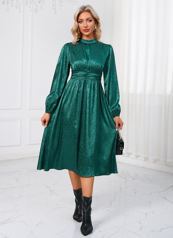Robe Chic Vert Satiné - gallery 1