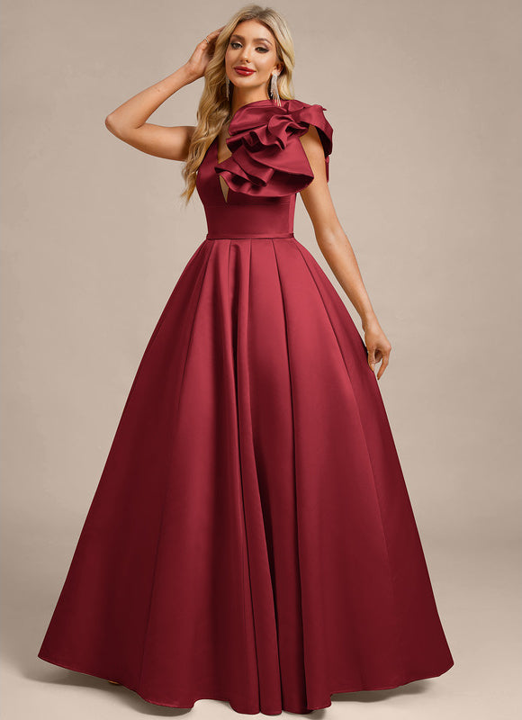 Robe Chic Bordeaux Asymétrique - gallery 3