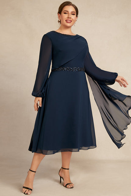 Robe Chic Bleu Nuit Élégante - gallery 9