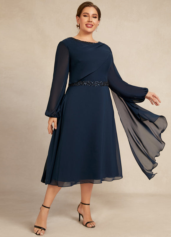 Robe Chic Bleu Nuit Élégante - gallery 9