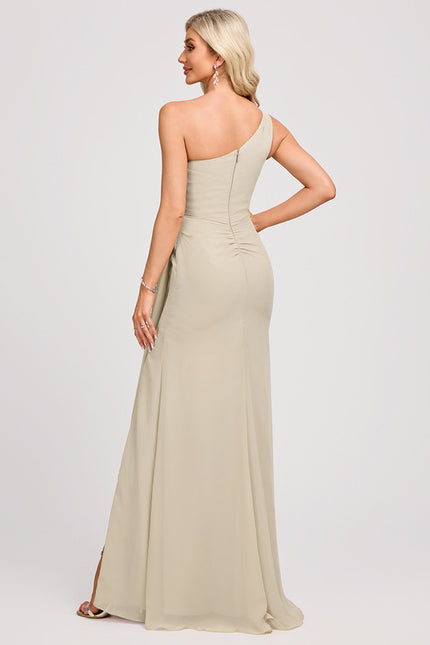 Robe Chic Asymétrique Beige - gallery 5