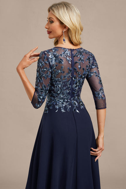 Robe Chic Fluide Brodée Marine - gallery 7
