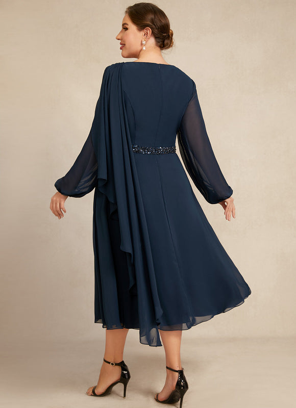 Robe Chic Bleu Nuit Élégante - gallery 8