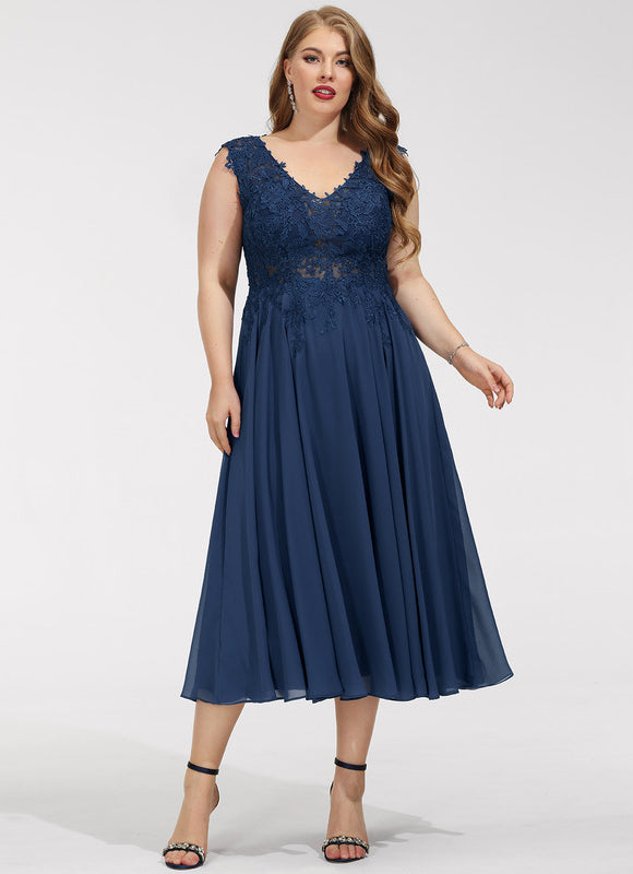 Robe Chic Noire Dentelle V-Cou Élégant - gallery 8