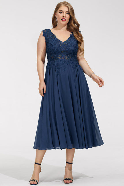 Robe Chic Noire Dentelle V-Cou Élégant - gallery 8