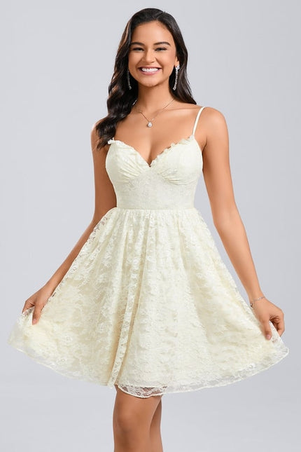Robe Chic Courte Dentelle Ivoire