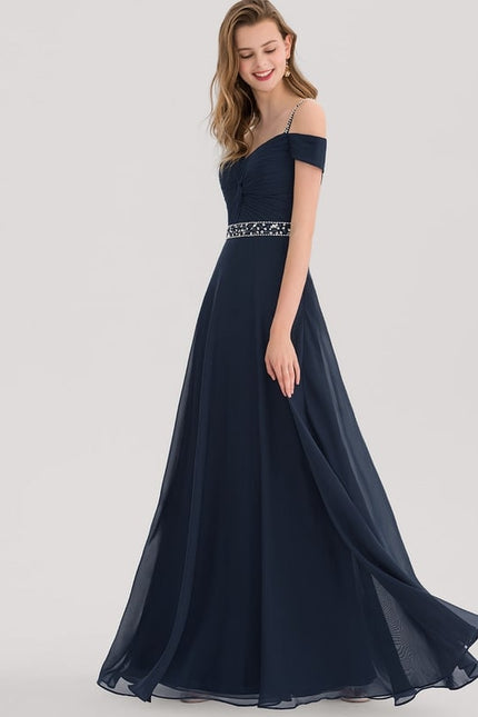Robe Chic Bleu Marine Décolleté Élégant - gallery 1