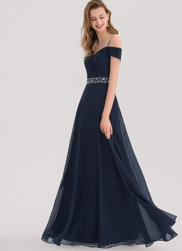 Robe Chic Bleu Marine Décolleté Élégant - gallery 1