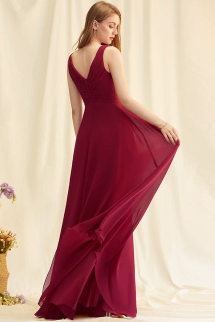 Robe Chic Longue Bordeaux Plissée - gallery 7