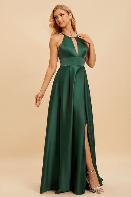 Robe Chic Vert Émeraude Satin - gallery 2