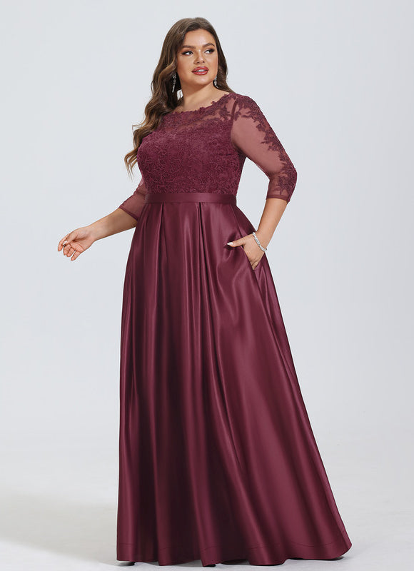 Robe Chic Satin Bordeaux Élégant - gallery 4