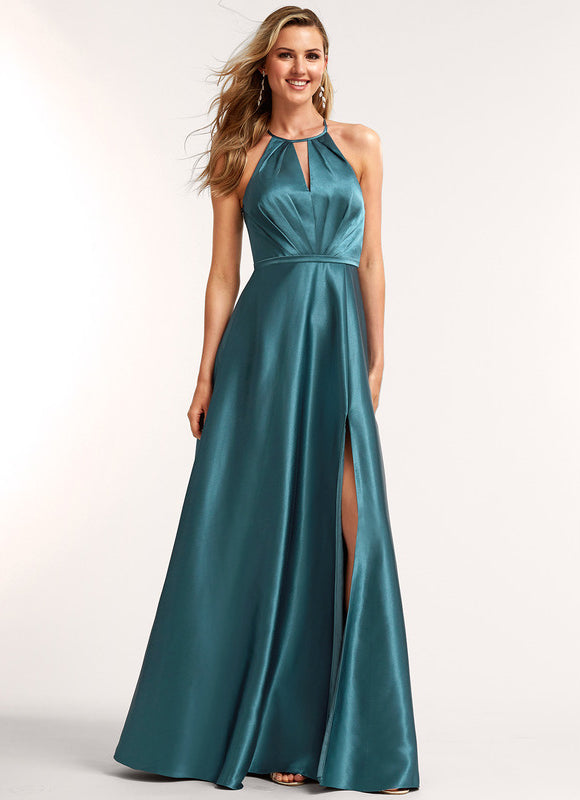 Robe Chic Satin Bleu - gallery 3