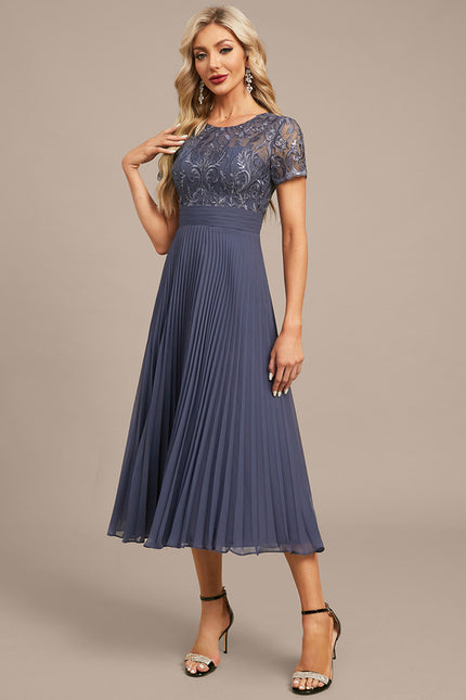 Robe Chic Élégance Plissée Bleu - gallery 4