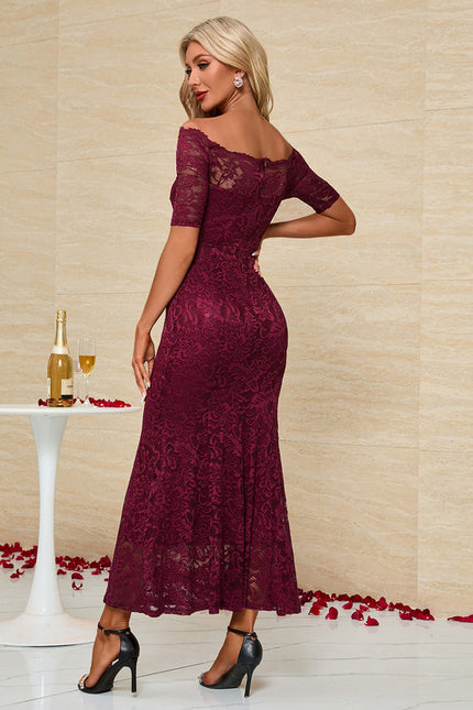 Robe Chic Bordeaux Dentelle Maxi - gallery 6