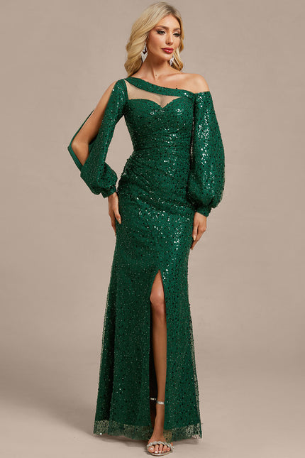 Robe Chic Pailletée Verte - gallery 4