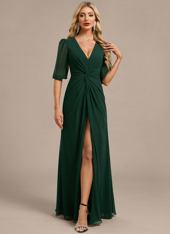 Robe Chic Longue Verte Fluide - gallery 2