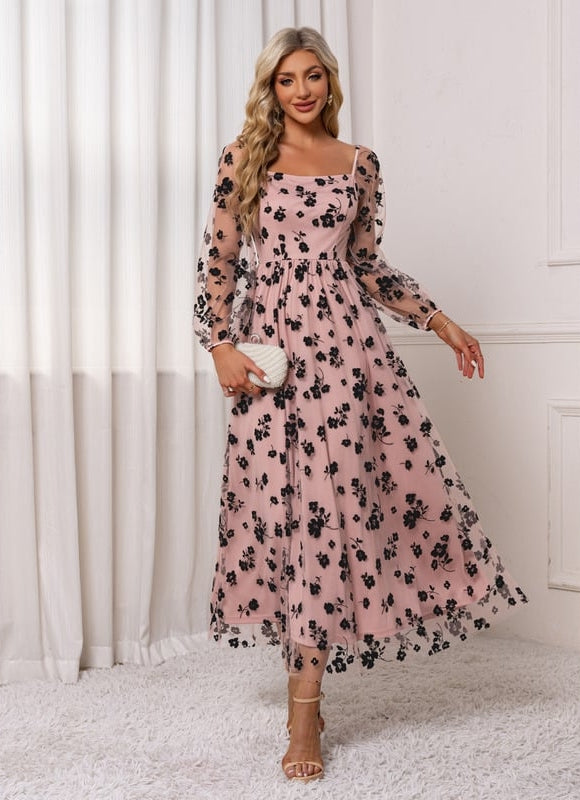 Robe Chic Florale Nude - gallery 2