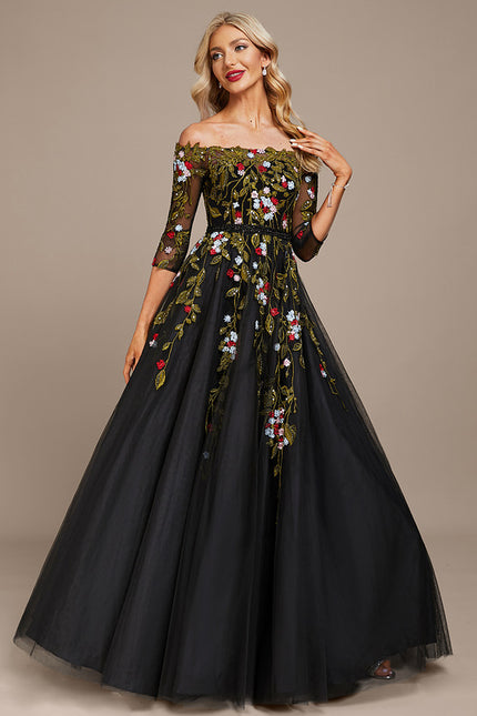 Robe Chic Lueur Florale Sombre - gallery 5