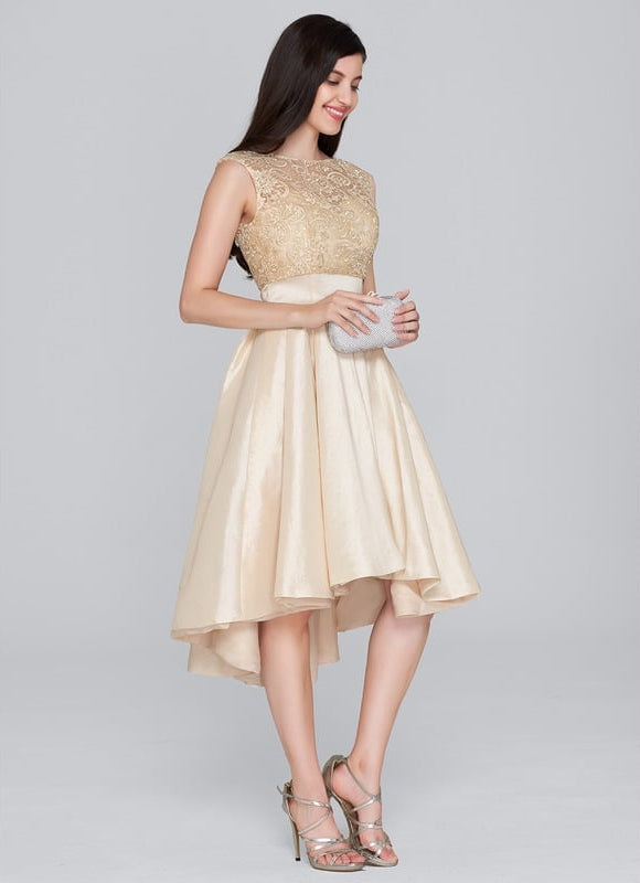 Robe Chic Collet Asymétrique Taffeta - gallery 1