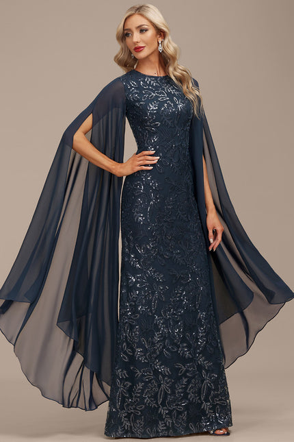Robe Chic Élégance Marine Satinée - gallery 4
