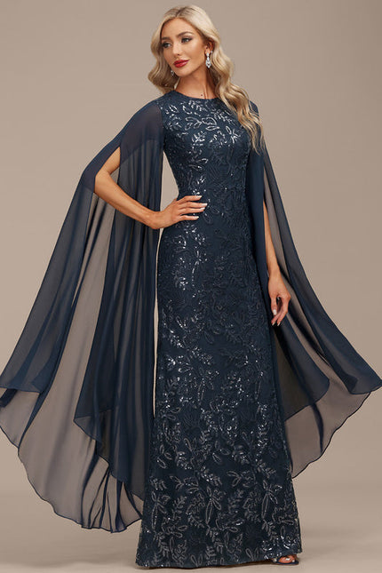 Robe Chic Élégance Marine Satinée - gallery 4