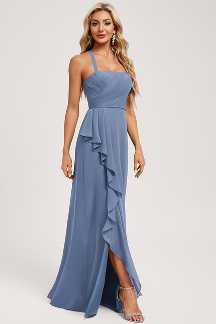 Robe Chic Bleu Drapé - gallery 1