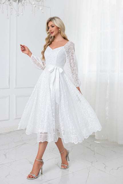 Robe Chic Midi Dentelle Élégante - gallery 4