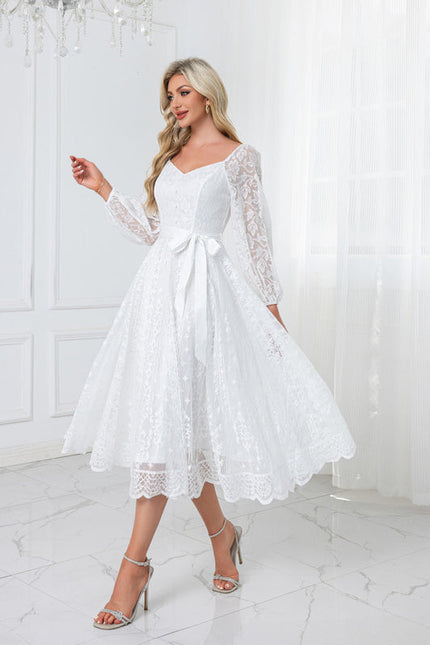 Robe Chic Midi Dentelle Élégante - gallery 4