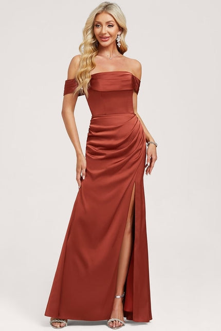 Robe Chic Satinée Terre Cuite - gallery 1