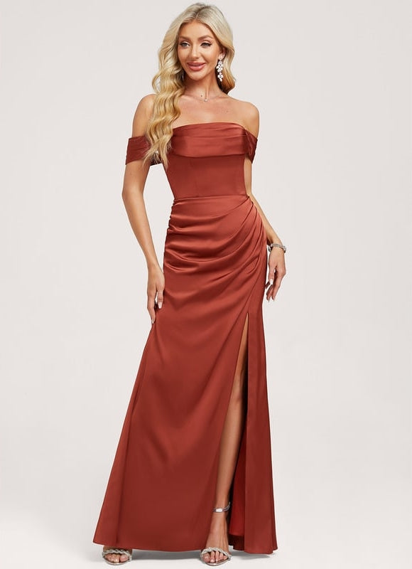 Robe Chic Satinée Terre Cuite - gallery 1