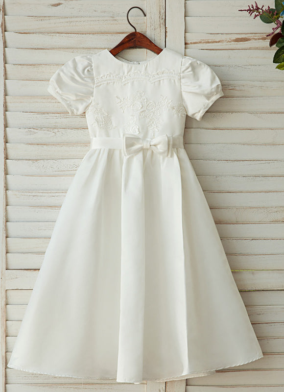 Robe Chic Fête Enfant Satinée