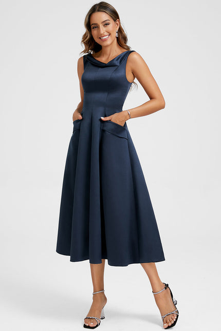 Robe Chic Satin Marine Élégante