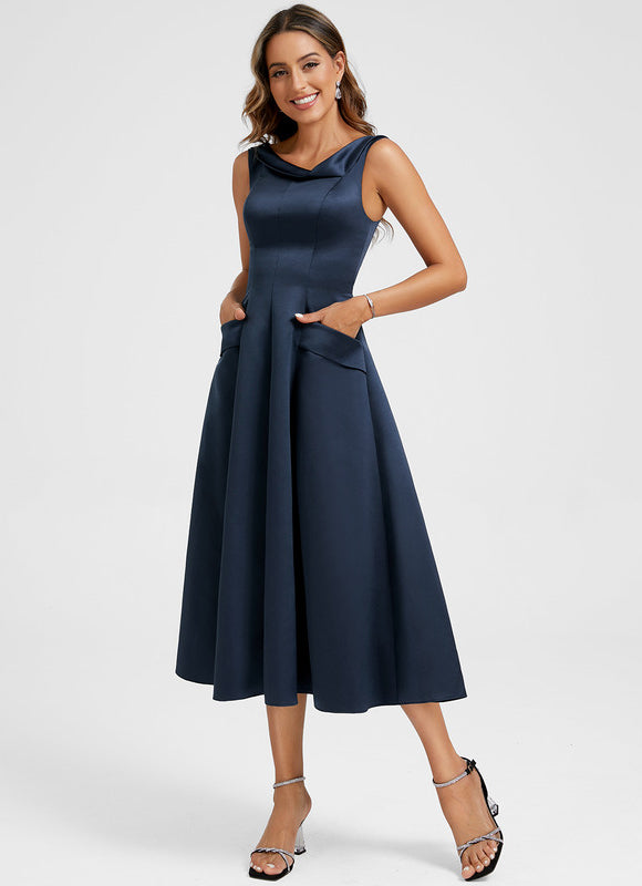Robe Chic Satin Marine Élégante