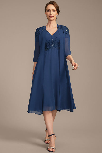 Robe Chic Bleu Marine Élégante - gallery 1
