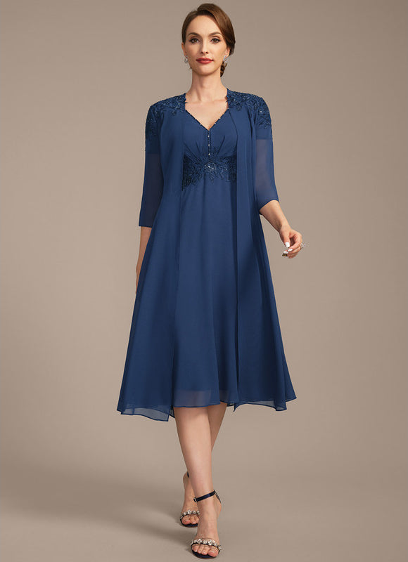 Robe Chic Bleu Marine Élégante - gallery 1