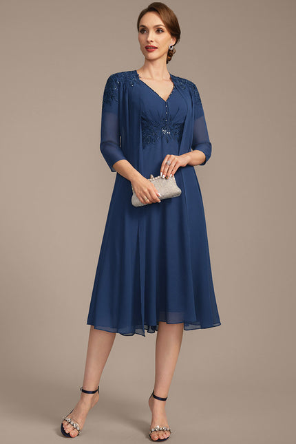 Robe Chic Bleu Marine Élégante - gallery 2