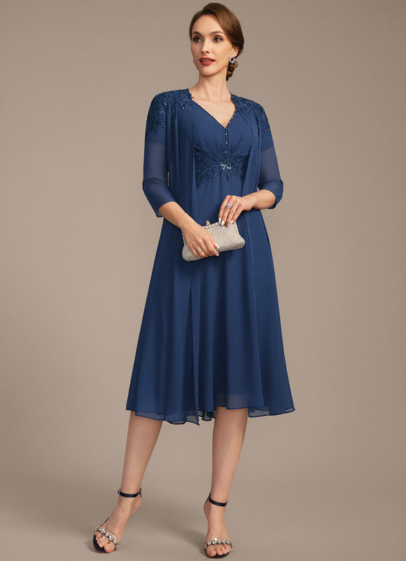 Robe Chic Bleu Marine Élégante - gallery 2