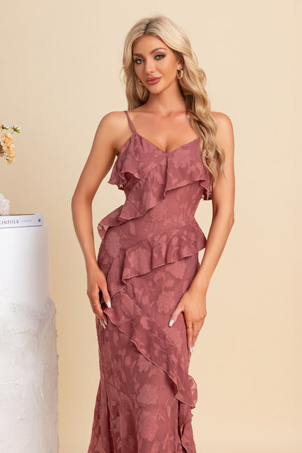 Robe Chic Volants Rosée - gallery 6