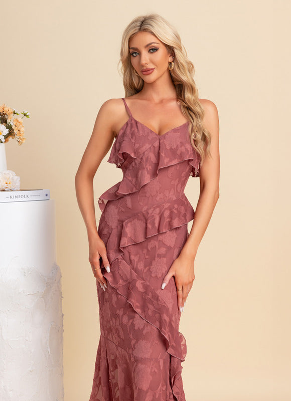 Robe Chic Volants Rosée - gallery 6