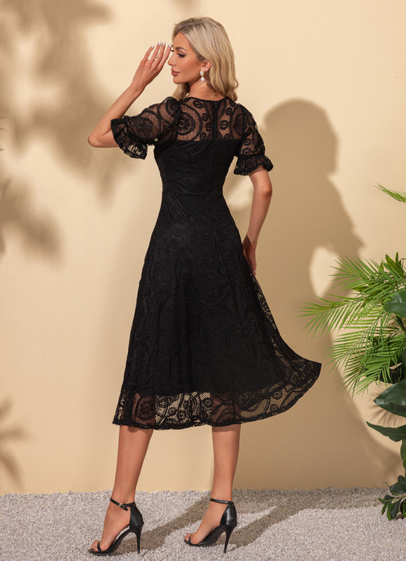 Robe Chic Dentelle Noire Midi - gallery 1