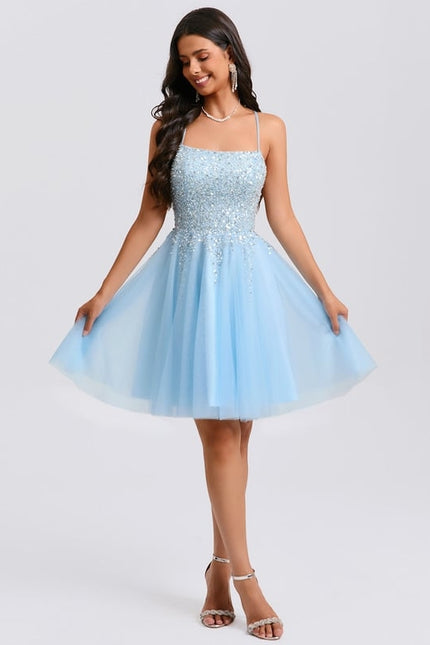 Robe Chic À Paillettes Bleue - gallery 6