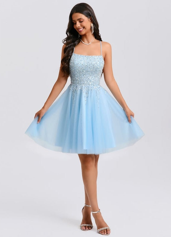 Robe Chic À Paillettes Bleue - gallery 6