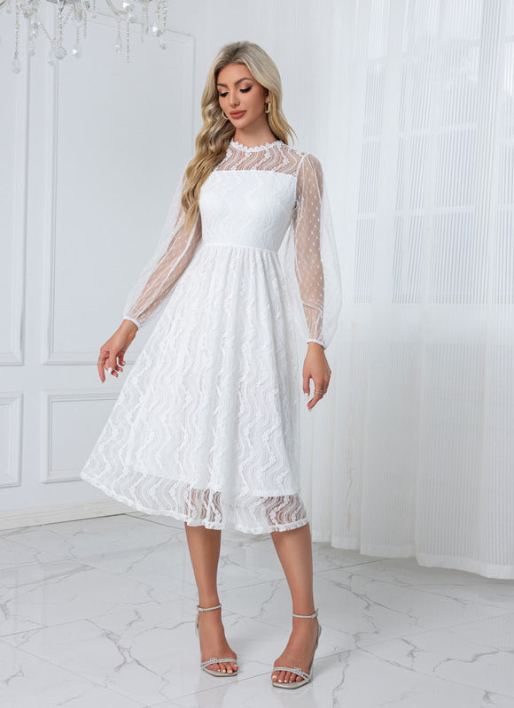 Robe Blanche Dentelle Chic - gallery 5