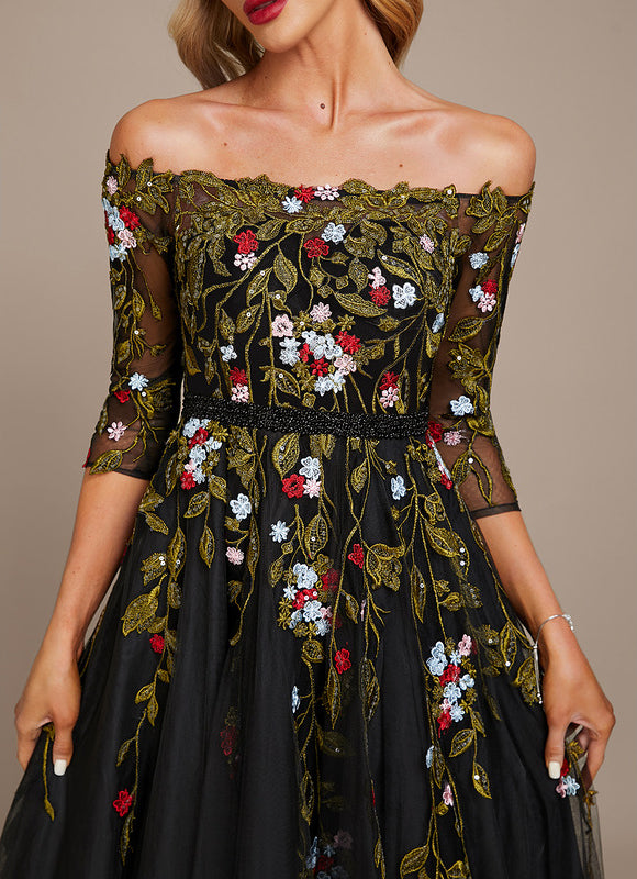 Robe Chic Lueur Florale Sombre - gallery 3