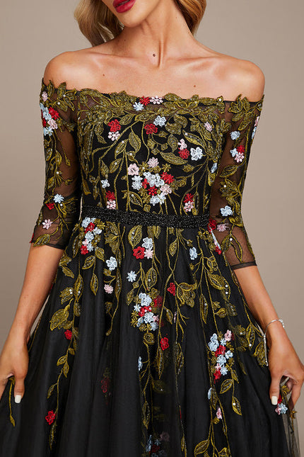 Robe Chic Lueur Florale Sombre - gallery 3