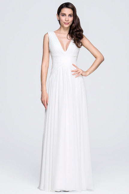 Robe Chic Blanche Mousseline Plissée - gallery 3